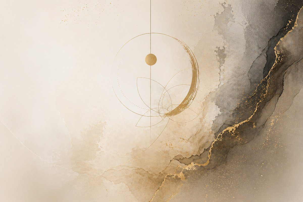 Gold ensō illustration, a Jungian symbol of wholeness and integration